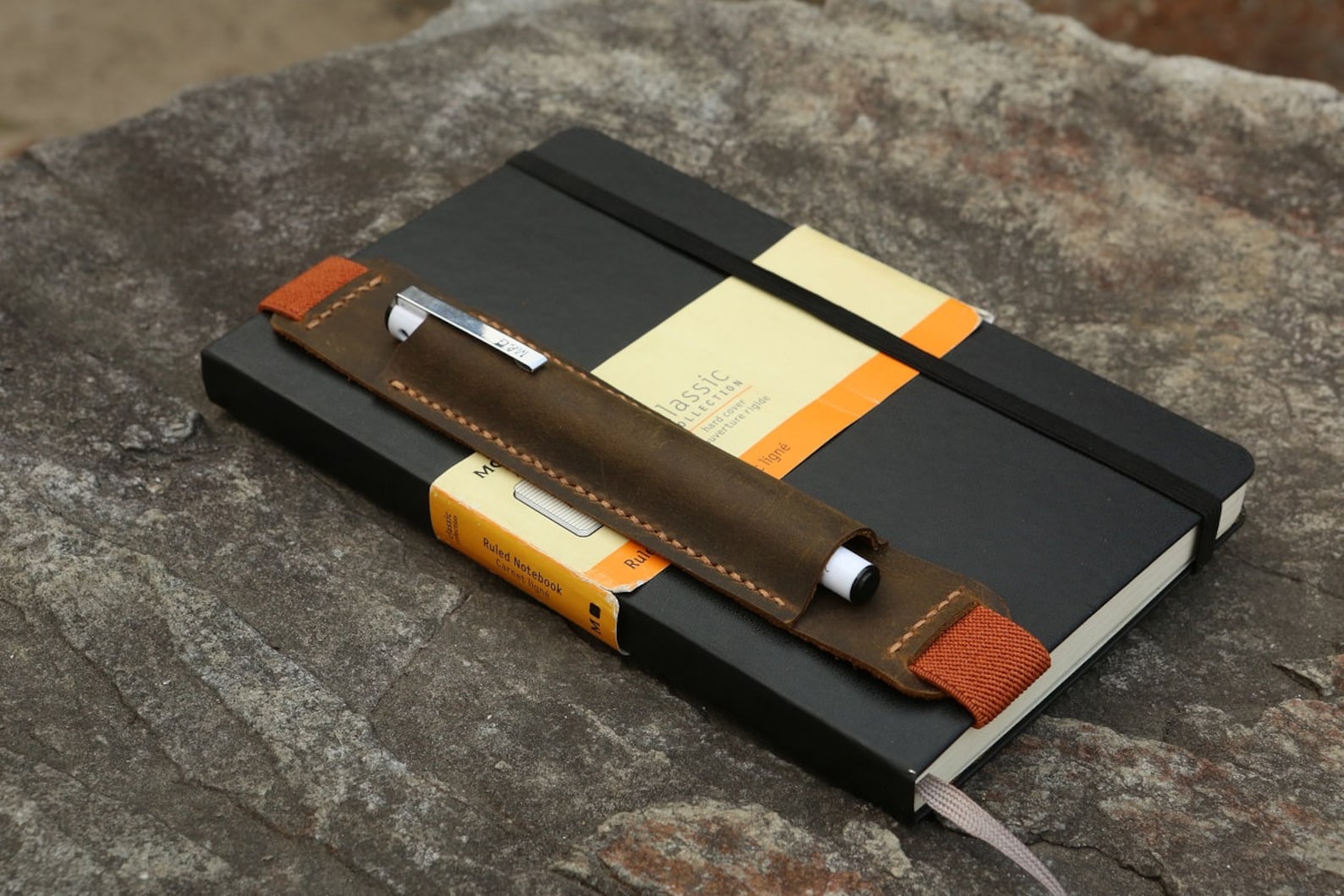 Vintage Leather Pen Pencil Holder Quiver for Moleskine Large Etsy