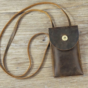 Borsa a tracolla in pelle retrò vintage, borsa a tracolla in pelle in pelle distressed, borsa a tracolla per telefono per uomini donna - SPB05S