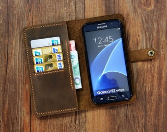 Full Grain Leather Samsung S8  S6 Edge Note 9 Case Free Shipping