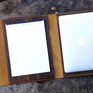 Handmade distressed leather MacBook pro laptop portfolio / retro leather business travel organizer case - MB05PDB image 8