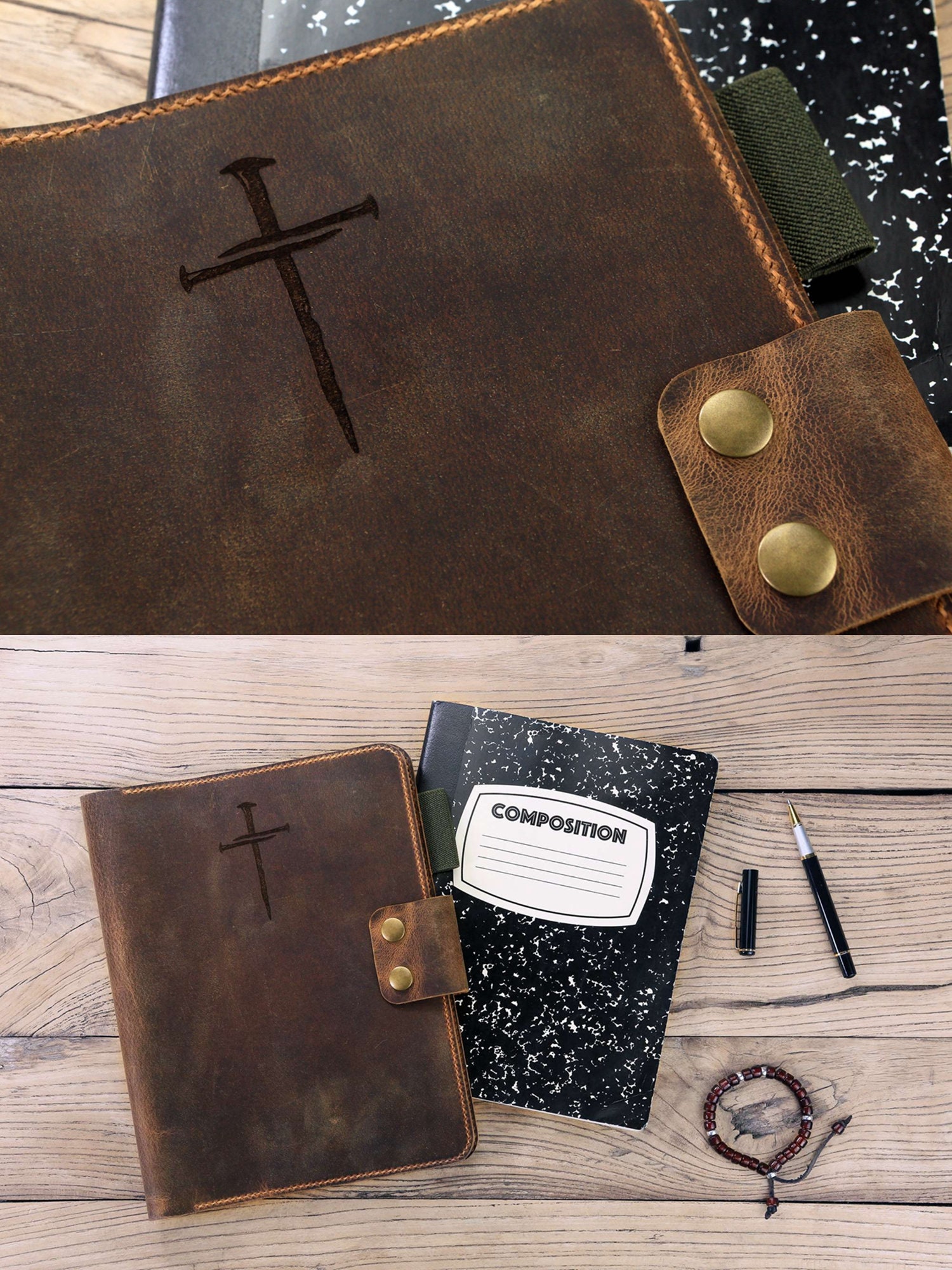 Personalized distressed leather cover for minimalism art notebook –  DMleather