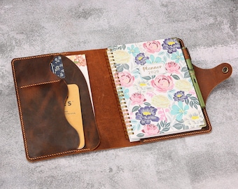 Personalized 2026 Leather Planner Set, A5 Floral Hardcover Daily Planner, Engraved Name Gift for Her U12-2026PW