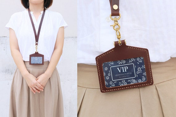 Porte-badge Horizontal Avec Lanière Verte Et Clip Breakaway - Pour Carte Standard 86x54 Mm, Pochette Transparente