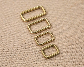 Gold solid brass seamless rectangle ring , weld on brass rectangular ring loop for bag belt loop purse making H09-SBRTR