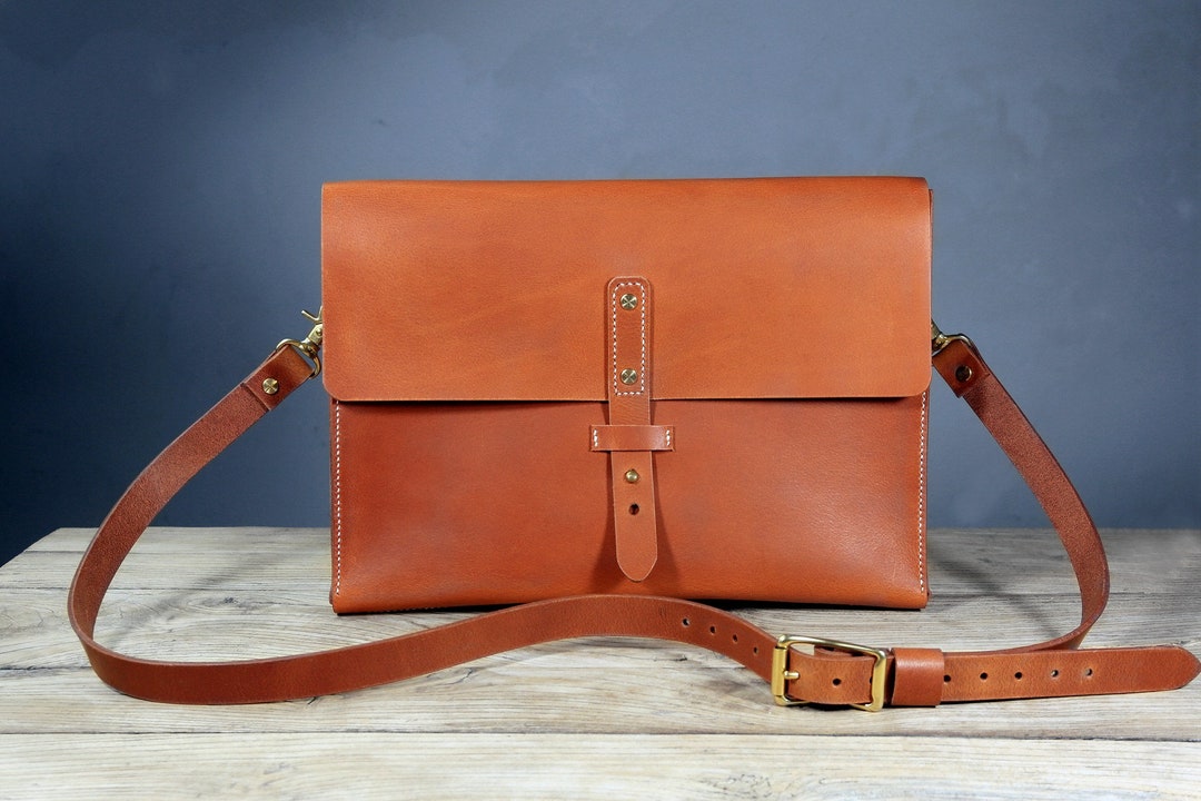 Handmade Vegetable Tanned Leather Computer Carry Bag Stylish - Etsy