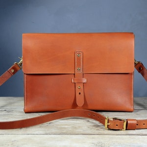 Handmade vegetable tanned leather computer carry bag stylish laptop work bags leather laptop messenger bags CB14NC