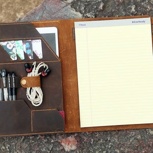 Personalized vintage leather notepad holder for TOPS legal pad writing pads / leather 8.5 x 11.75 letter size Work portfolio NLZ05TC