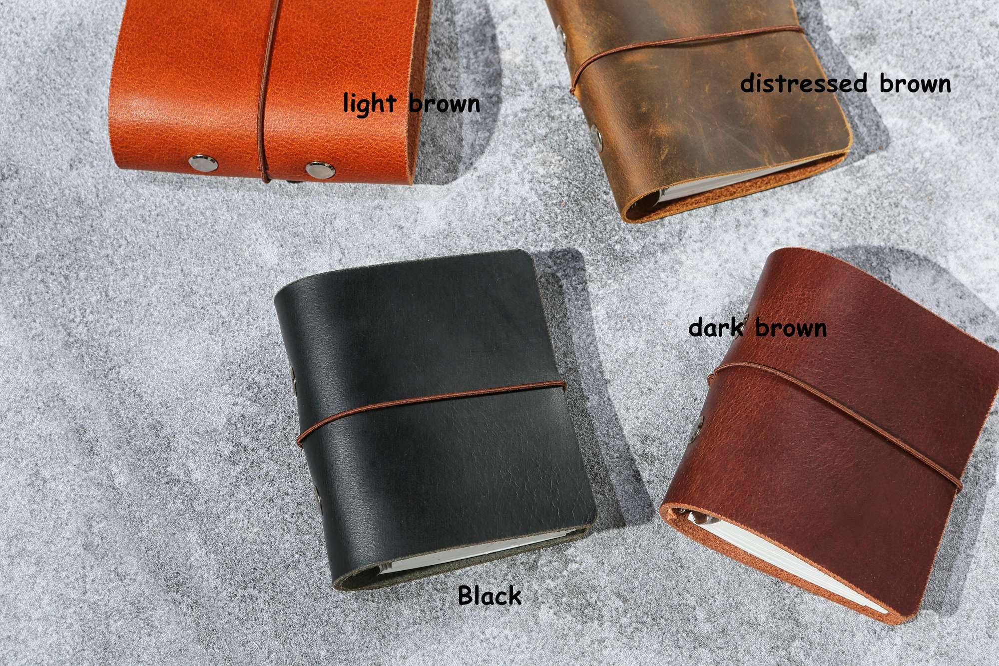 Leather 3 Ring Small Mini Journal, Leather Mini Composition Notebooks ...