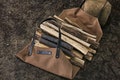 Large leather canvas wood firewood carrying bag ，waxed canvas log carrier , Heavy Duty Tote Firewood Log Carrier W06-LCLC