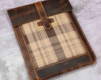 Genuine Leather business bag case for Macbook Pro 14 16 inch , Leather mens macbook air 13 15 cases V02-LF04VS