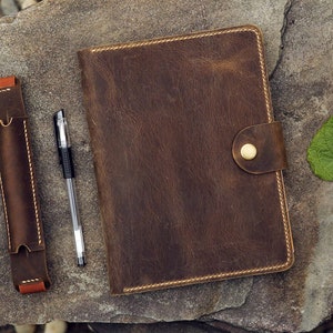 Copertina in pelle vintage Rhodia personalizzata, copertina in pelle invecchiata per quaderno a spirale Rhodia A5+ NRA5P05S