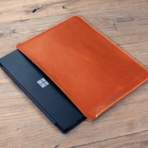 Brown Black vegetable tanned leather laptop case sleeve for microsoft surface pro 10 9 8 7  Y02-SPX18S