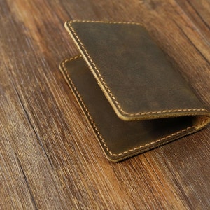 Leather minimalist card wallet / front pocket card wallet / Personalized leather slim card case holder wallets C052CF