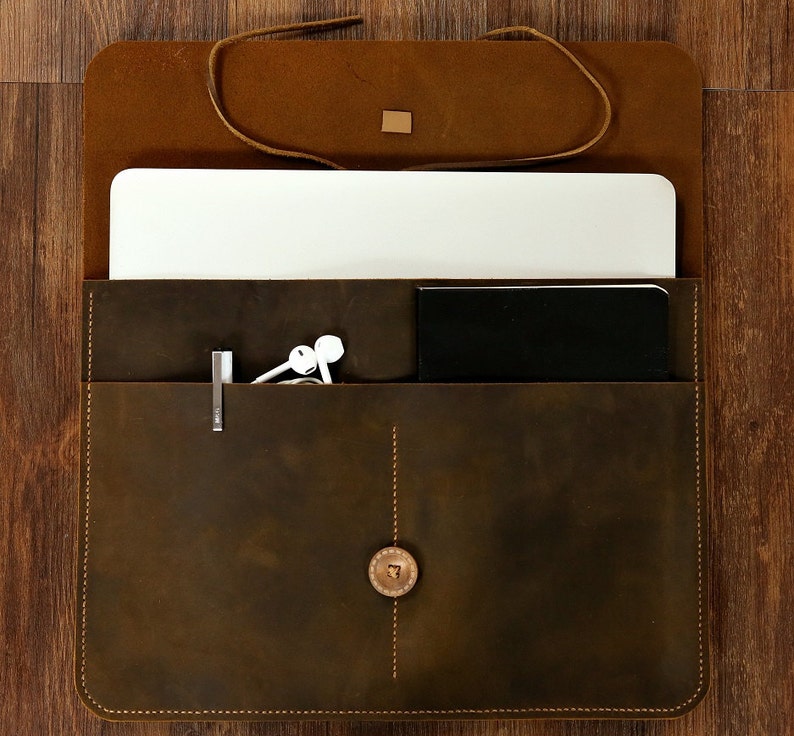 Handmade leather macbook case portfolio bag for 11 12 13 15 | Etsy