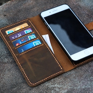 Funda magnética extraíble personalizada de cuero desgastado para iPhone 16, 15, 14 y 13 Pro Max, tipo billetera IP05MMW