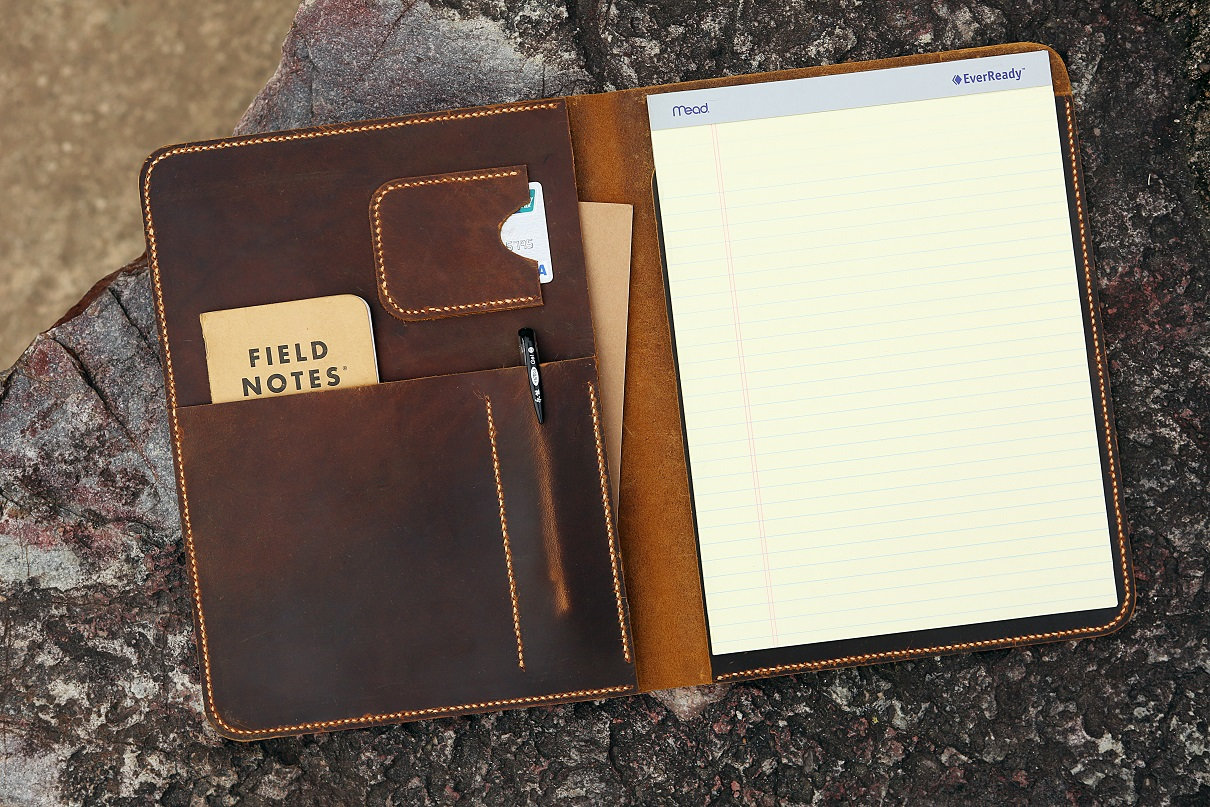 Distressed Leather large legal pad document portfolio writing Etsy