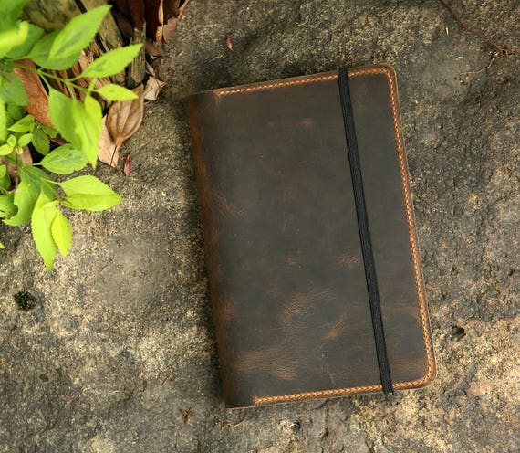 Hardcover A5 Leather Journal Notebook for Women Men, Front Pocket