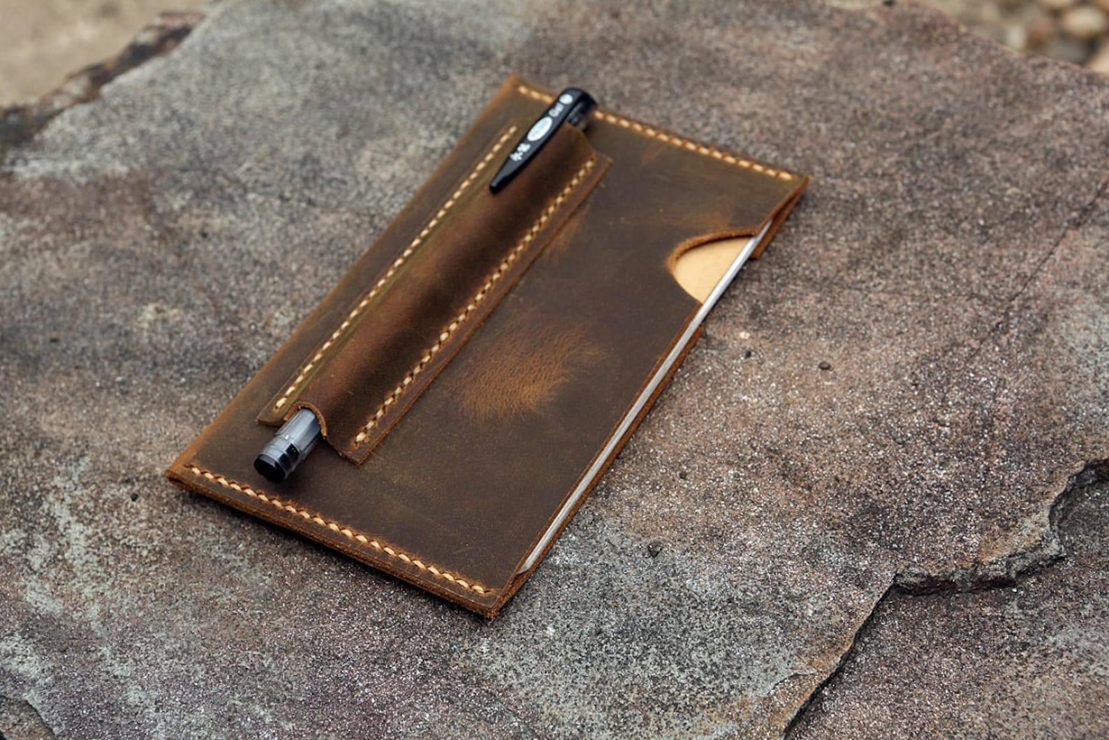 Leather sleeve for Field notes pocket size / distressed Etsy