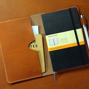 Funda de cuero curtido vegetal marrón para moleskine clásico cuaderno de cuero organizador de cartera para moleskine gran portátil MA514C