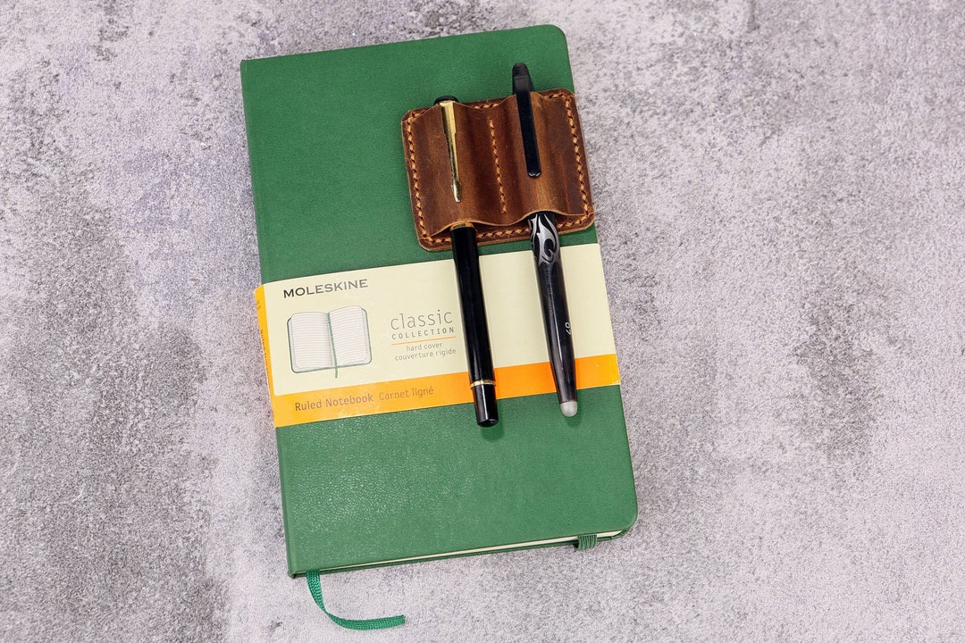 Personalized Leather Pen Pencil Holder for Notebook Journal , Notebook