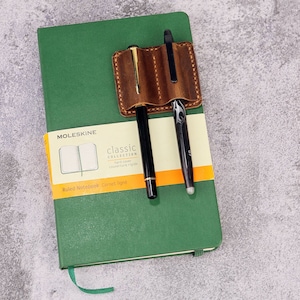 Personalized Leather pen pencil holder for notebook journal , notebook pen pencil holder clip W09-LDPH