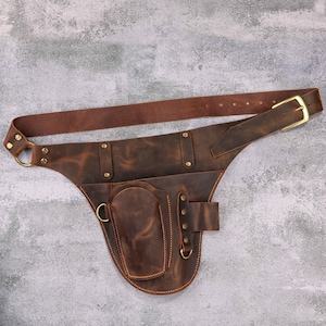 Leather Gardening Tool Belt, Florist & Garden Tool Holster with Brass Hardware, Florist Tool Belt, Leather Gardening Gift U07-L05GTN