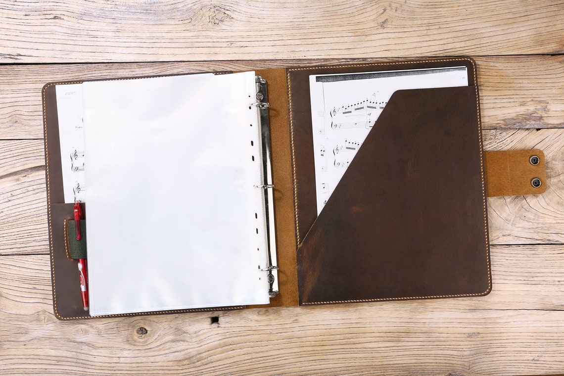 Personalized vintage leather sheet music organizer binder Etsy