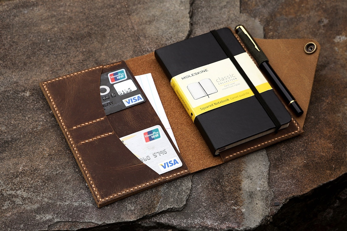 Leather moleskine wallet leather moleskine pocket cover for Etsy