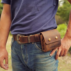 Foldable Foraging Dump Pouch, Full Grain Leather Waxed Canvas Belt Bag, Bushcraft Gathering Pouch, Camping Hiking Forager Gift U10-LXFP