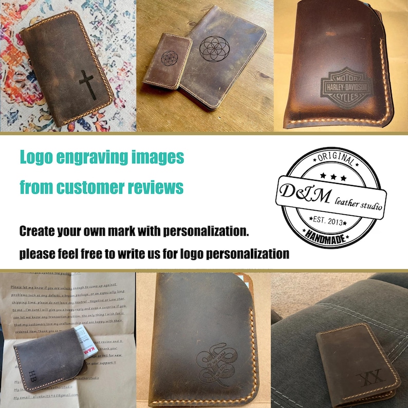 Personalized minimalist leather wallet / leather men slim thin bifold leather wallet / minimal front pocket wallet BW056T image 7