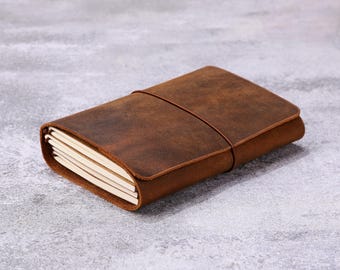 Personalized Leather Journal Cover, Custom Engraved Planner Cover A6 A5 B5, Employee Gift, Coworker Gift T01-LJ05S