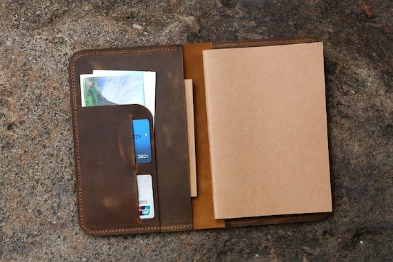 Vintage Leather A5 Journal Writing Notebook /  leather refillable travel diary A5 insert / Personalized 5x8 A5 leather organizer NBA505T