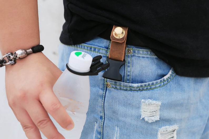 Vintage Leather Water Bottle Holder Belt Carrier for Walking Etsy