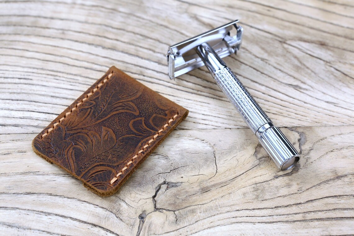 Personalized leather double edge razor travel case Etsy