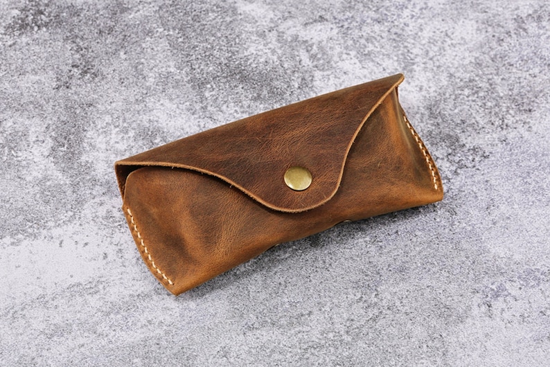 Personalized Leather Sunglasses Eyeglasses Case , Handcrafted Rustic ...