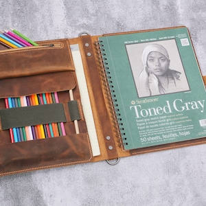 Custodia per blocco da disegno A4 personalizzata, copertina in pelle per blocco da disegno Strathmore 9x12 W06-LSN912B