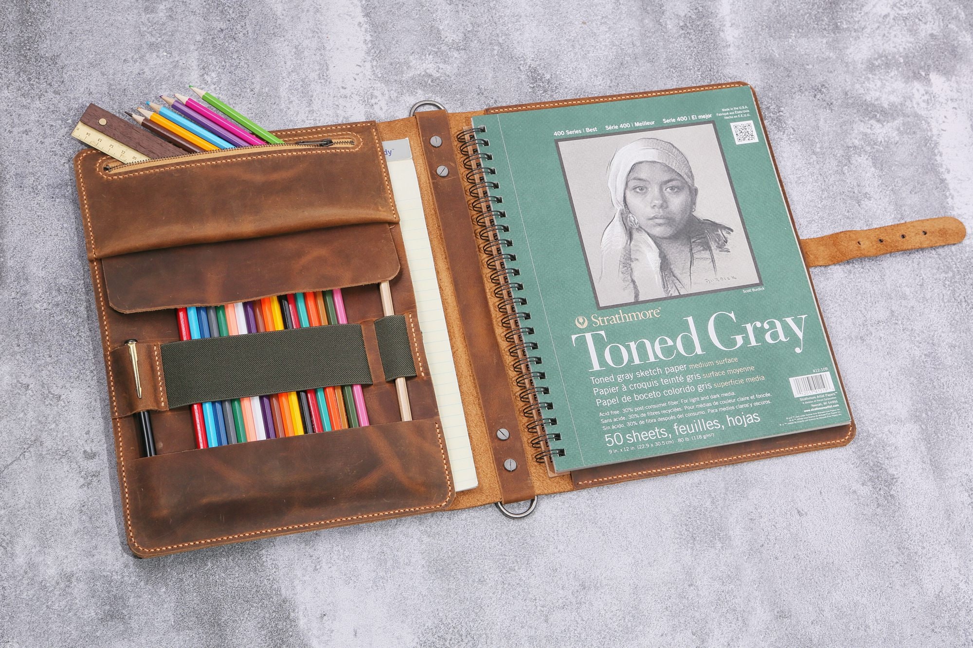 Personalised Titanium Mechanical Pencil, Holster and Sketchbook or Journal  Set