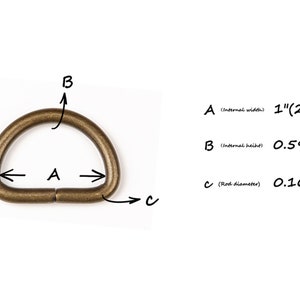 Antique Solid Brass D-Ring - 25mm Vintage Style Brass Hardware for DIY Leather Crafts , Leather Craft Supplies for Bags H11-BWD25 image 6