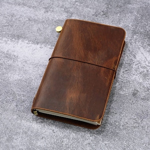 Personalized Leather Journal Cover, Refillable Notebook Travel Diary ...