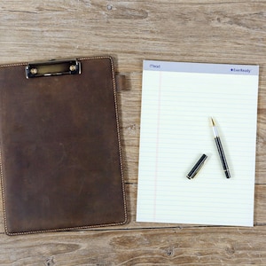 Portablocco in pelle personalizzato con portapenne, formato lettera, per insegnanti, LCB05S