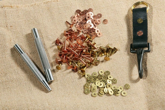 Remaches de cobre para cuero, con rebabas, para hacer kit de