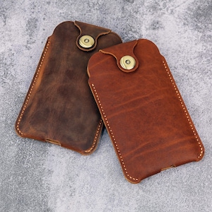Personalized leather Phone sleeve pouch flip case with belt clip loop . leather phone sleeve case for iPhone 15 14 13 Pro Max W09-LPSN