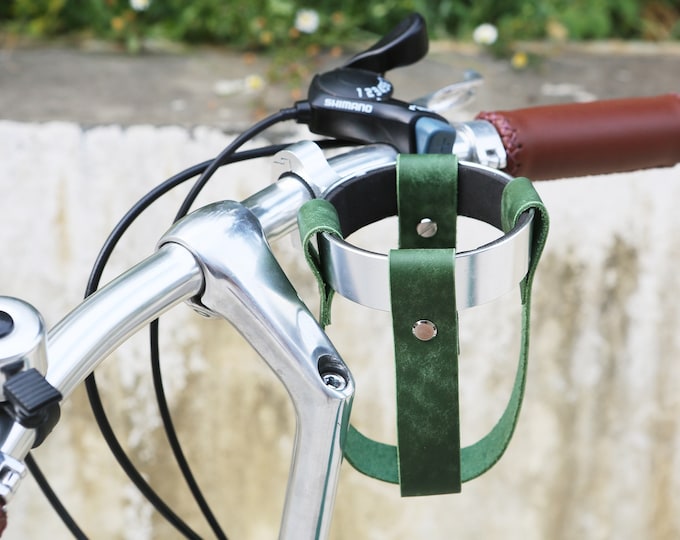 Green Blue leather bike water bottle holder , cup holder for a bike , bicycle drink holder , bike bicycle accessories X08-LBWH