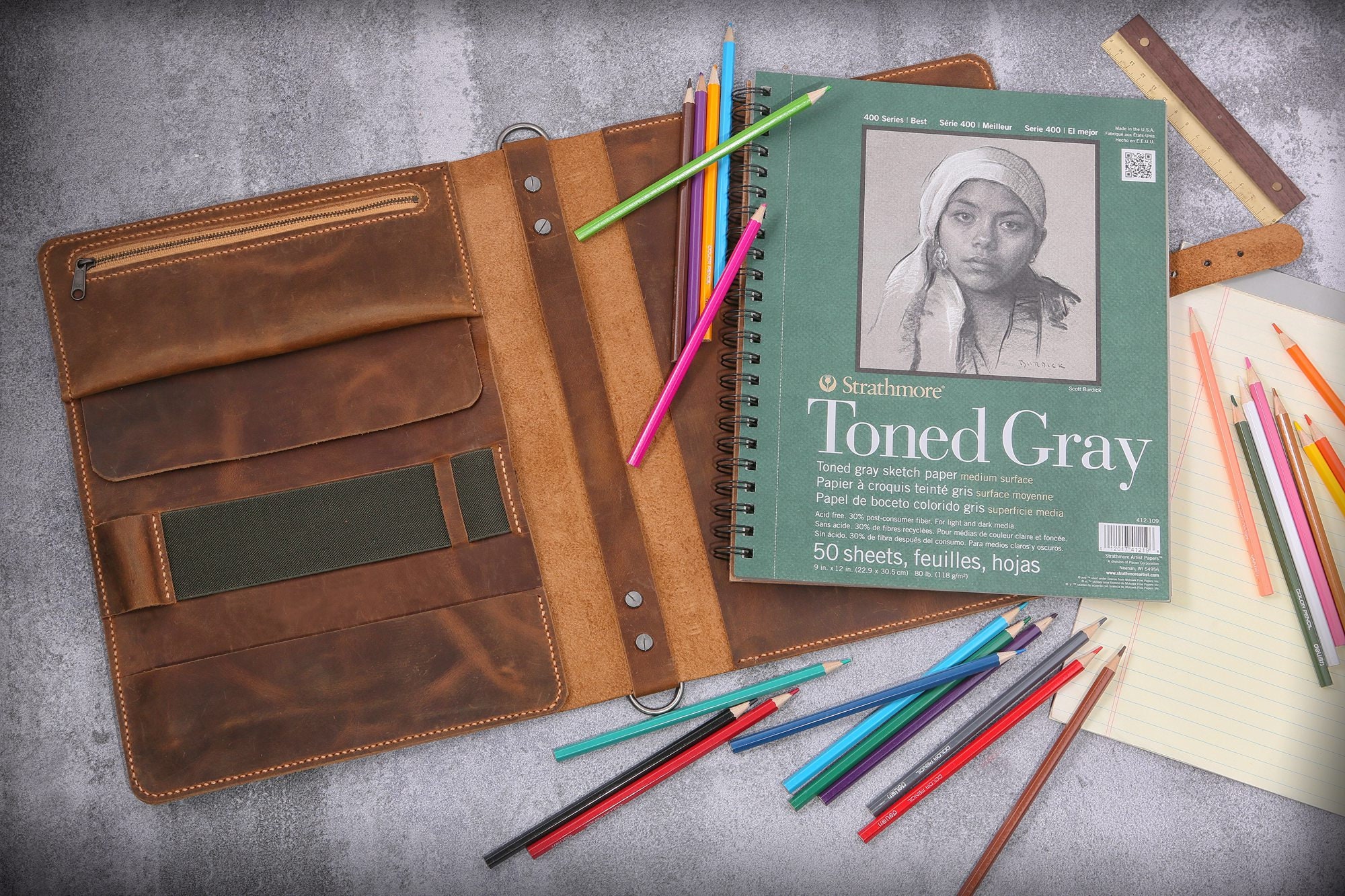 Personalized Sketchbook Case With Sketch Pad A5150x200mm and