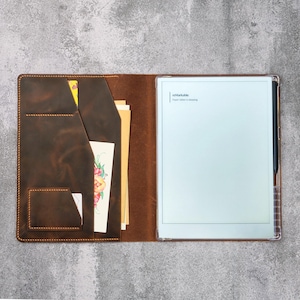 Custodia a libro in vera pelle con portapenne per reMarkable Paper Pro V10-LRMB05S