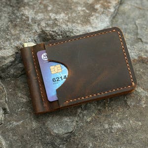 Personalisierte Distressed Slim Leder Fronttasche Karte Brieftaschen für Männer, Männer Leder schlanke Karte Geldklammer Brieftasche, C05MC