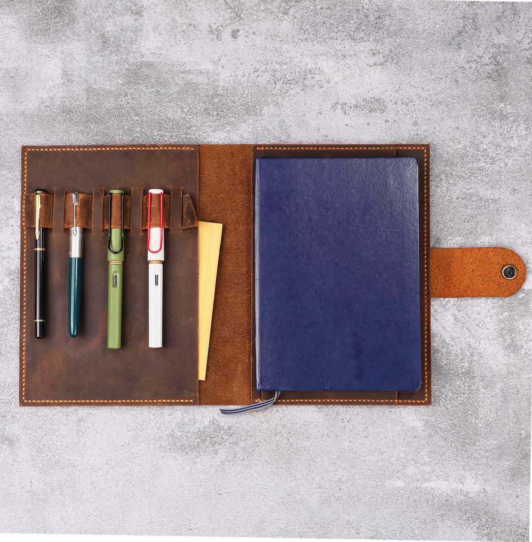 A5 Leather Notebook Cover, Hand Stitched Leather Planner Organizer ...
