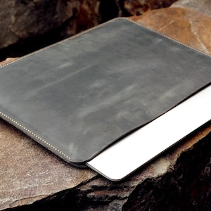Grey leather macbook pro 14 16 inch case sleeve , gray leather macbook air 15 11 13 inch case sleeve , leather macbook 12 inch case MACX09S