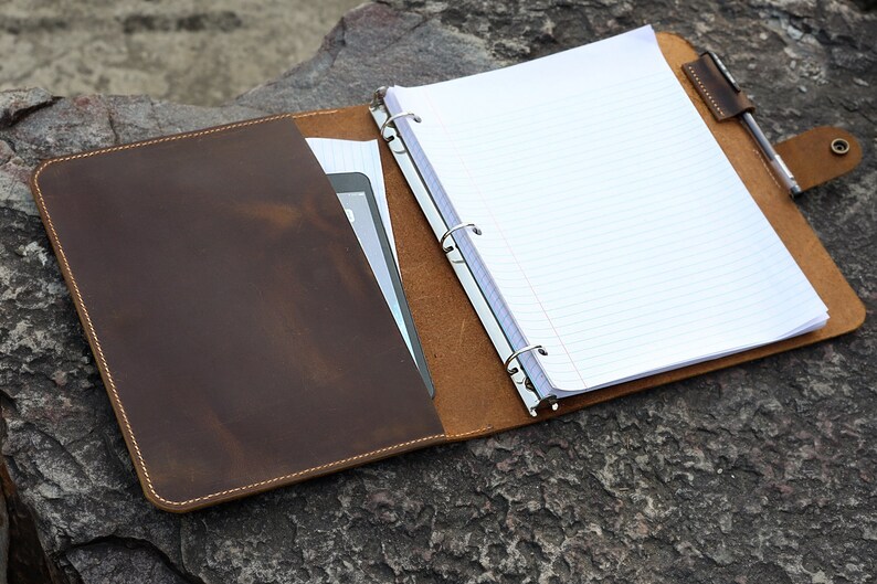 Leather Business Portfolio 3 Ring Binder for Letter Size 3 Etsy