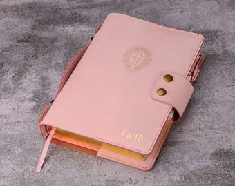Personalized leather bible cover for women, Custom size bible cover case, Bible cover sleeve, Christian book cover T04-LBC15S